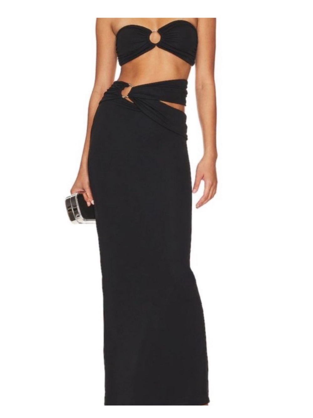NBD Revolve Black Arlie Matching Set Maxi Skirt / Top Size L NWT!